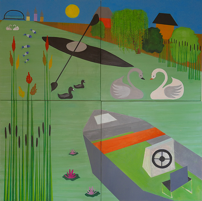 Nachmittag mit Kajak | 200x200 cm | Acryl auf Leinwand | 2016 PrevNext